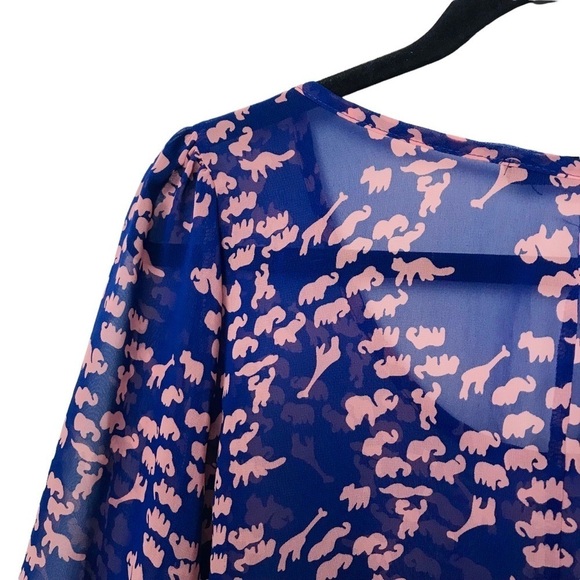 Peaches N Cream Blue Animal Print Blouse Approx Medium - Picture 7 of 11